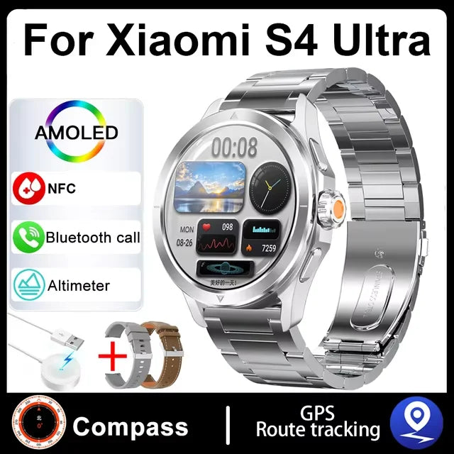S4 Ultra For Xiaomi Smart Bracelet Men Watch AMOLED HD Screen Bluetooth Call GPS Trajectory NFC Heart Rate Compass SmartWatches WardBoyzPROShop