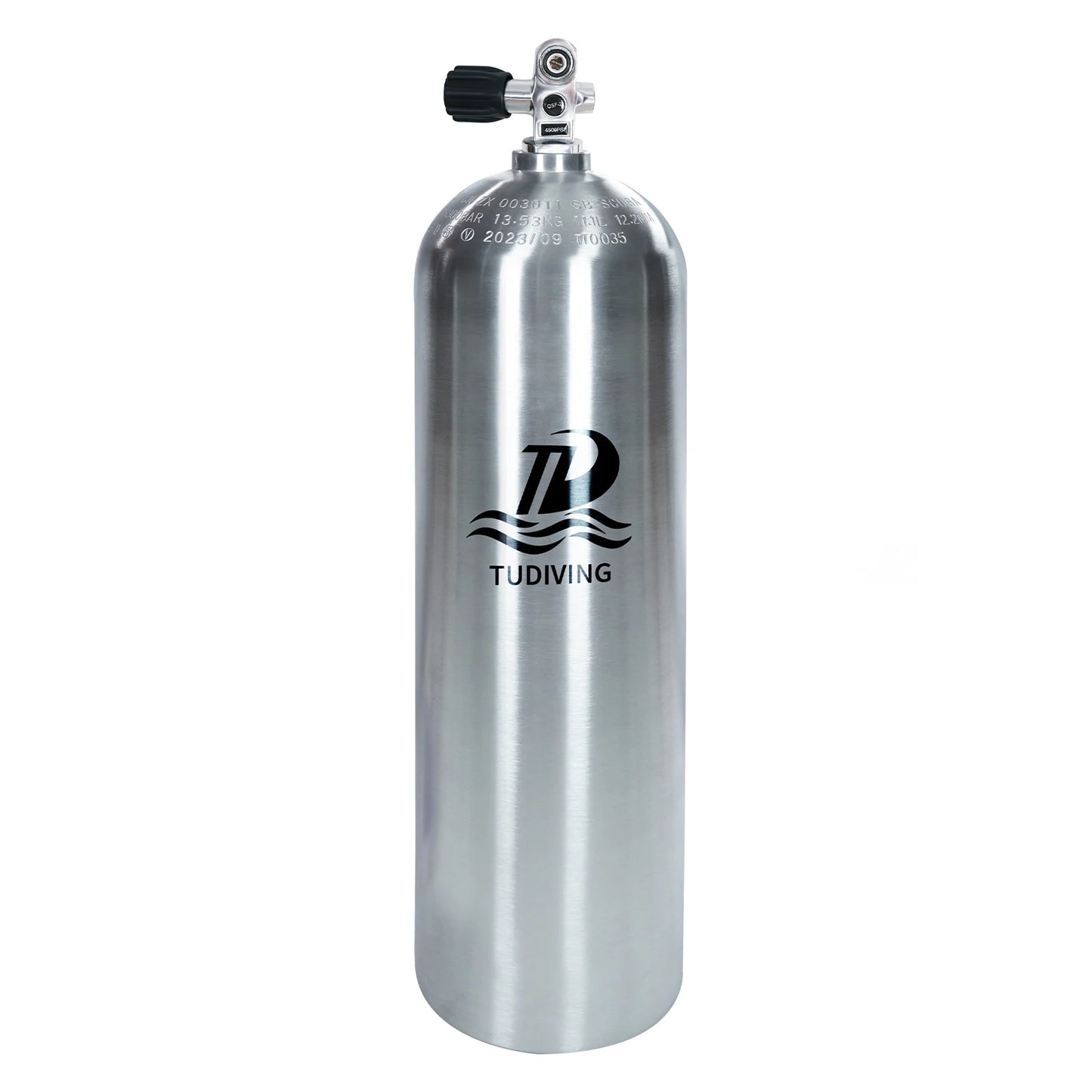 TUDIVING-11L Scuba Diving Aluminium Cylinder,Scuba Diving Tank with DIN+YOKE Interface Valve,Deep Diving High-Pressure Bottle