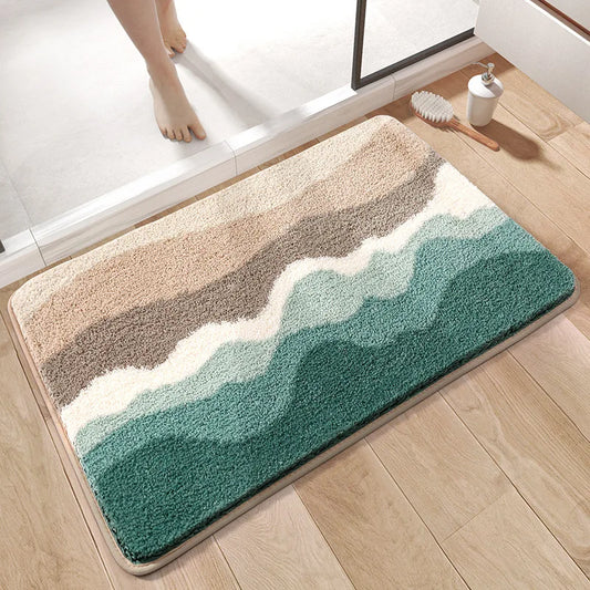 Premium Flocked Bathroom Rug, Non-Slip Absorbent Soft Mat, Bath Mat, Shower Mat, Home Decor, Multi-Color Options - Fast Shipping