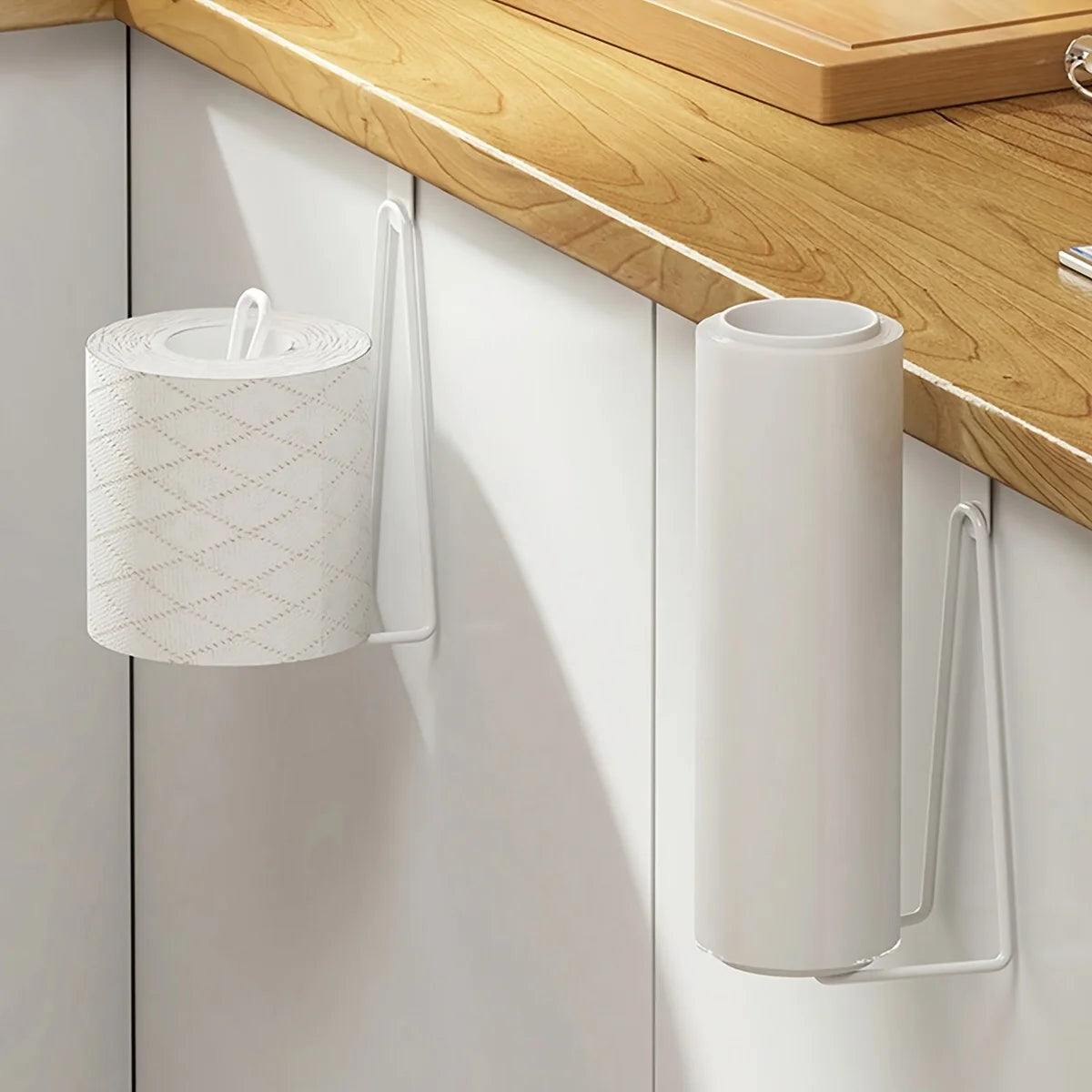 Toilet Paper Holder - Easy Install Wall Mount Bathroom Tissue Roll Hanger with Painted Finish Space Saving No-Drill Design ﻿