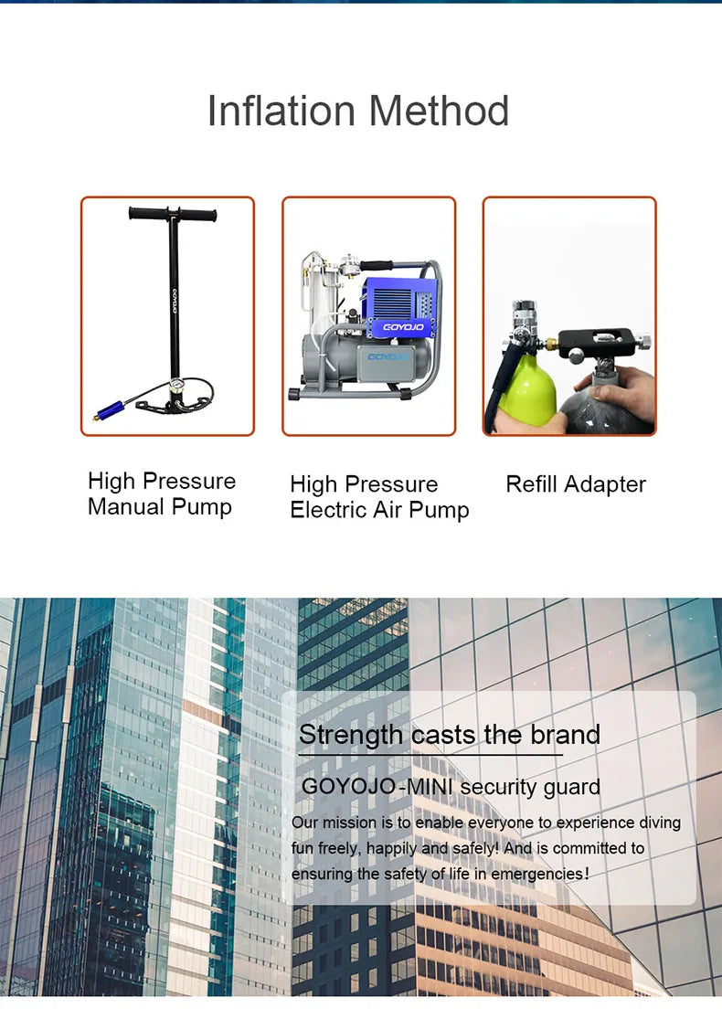 Mini Scuba Tank Diving Equipment Underwater Diving Cylinder Inflator 0.5L Outdoor Oxygen Tank 5-10 Minutes Spearfishing WardBoyzPROShop