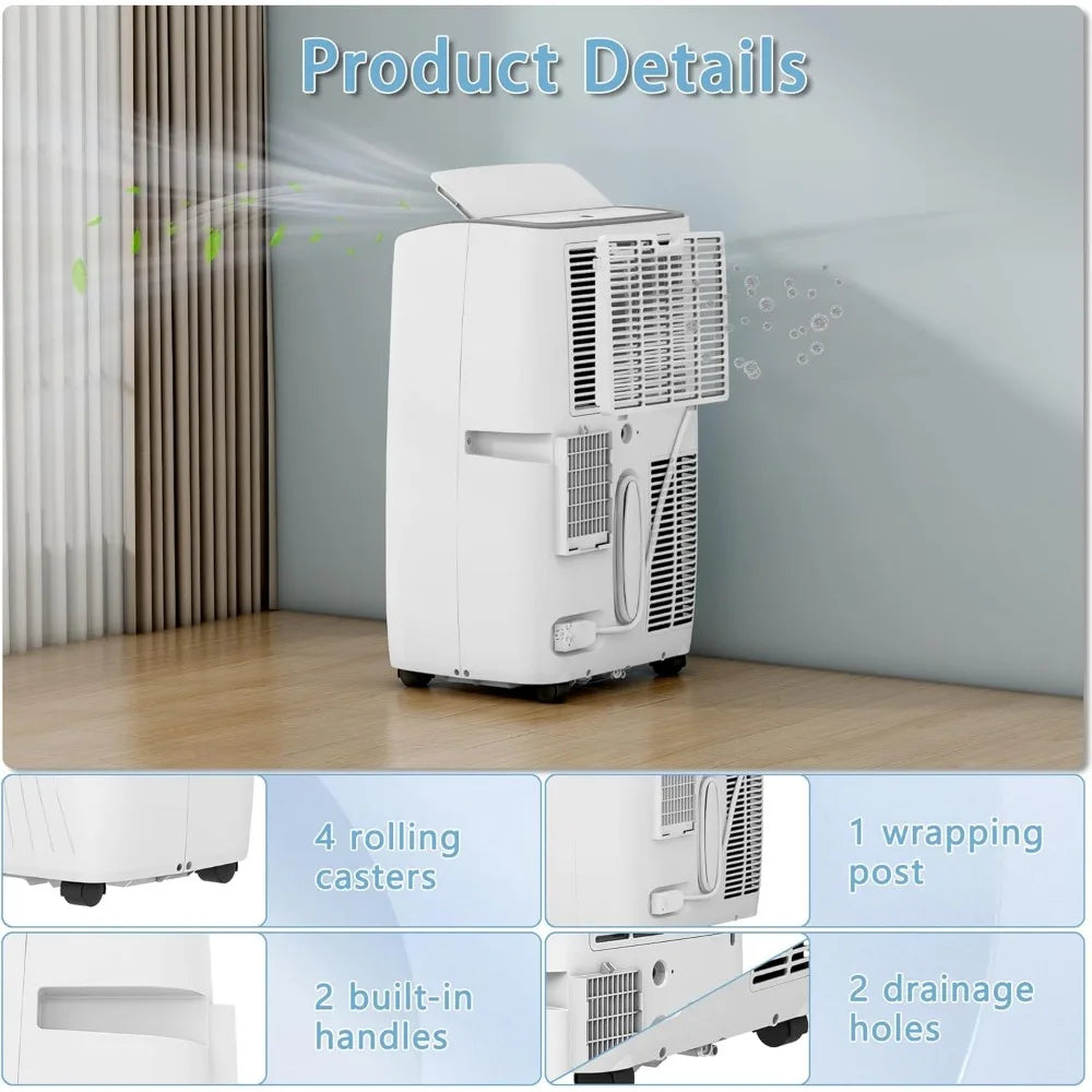 14,000 BTU Air Conditioner Portable Cool up to 700 Sq.Ft, 4-in-1 Portable AC Unit with LED Display，White, free shipping