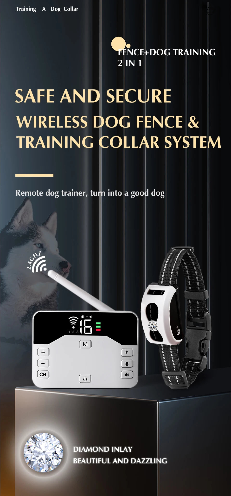 2 IN 1 Wireless Electronic Dog Fence System & Remote Training Collar Beep Shock Vibration and Pet Containment For All Size Puppy