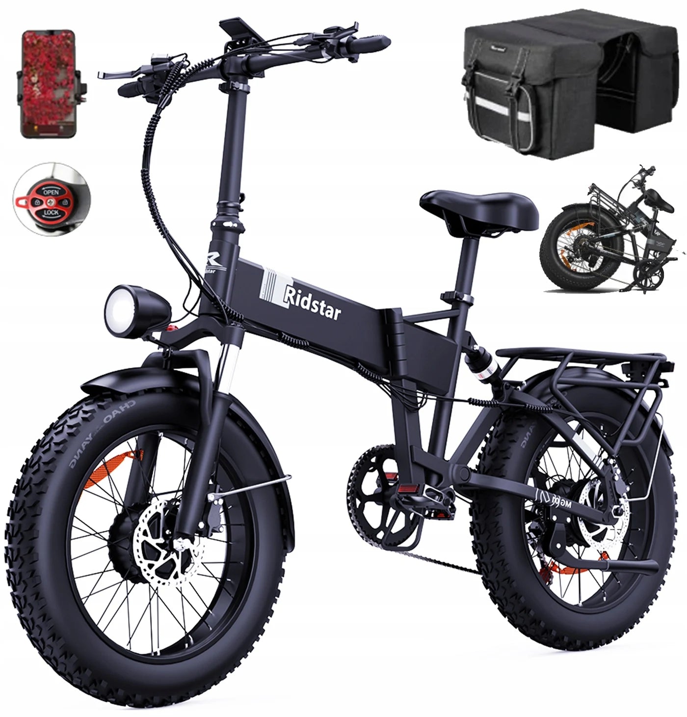 2024 New H20 Pro Mountain E-bike 3000W Powerful Dual motor Snow Electric Bicycle 52V 46AH 20inch*4.0 Fat Tyre Foldable Ebike