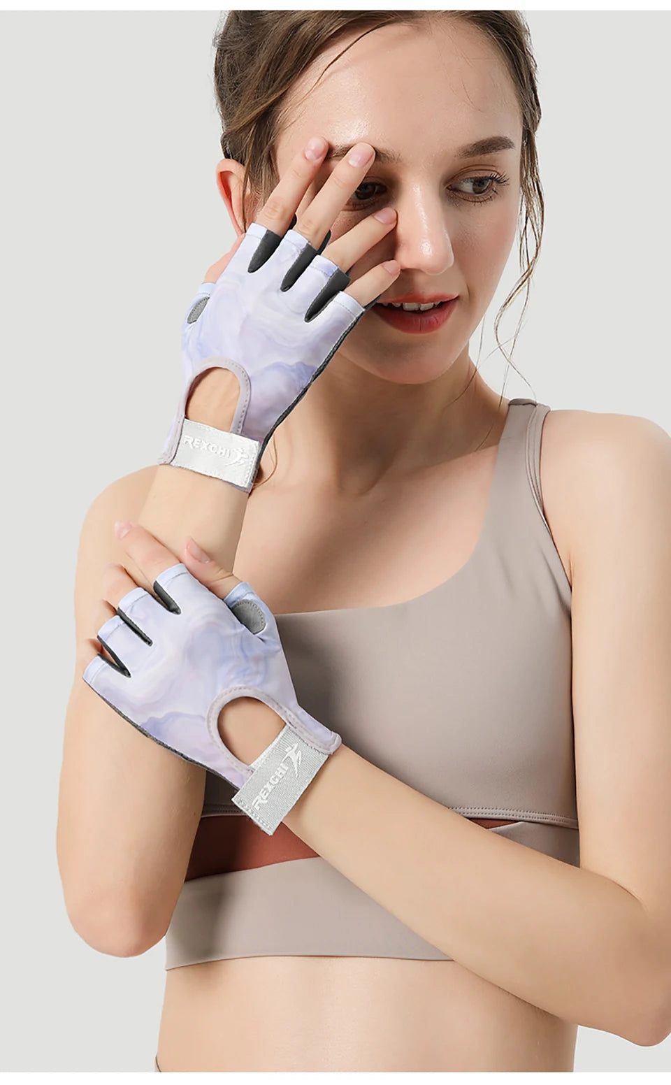 NOFOXO 1Pair Half-Finger Cycling Sports Gloves Women Breathable Anti-Slip Shock Absorbent Yoga Fitness Exercise Wear Resistant