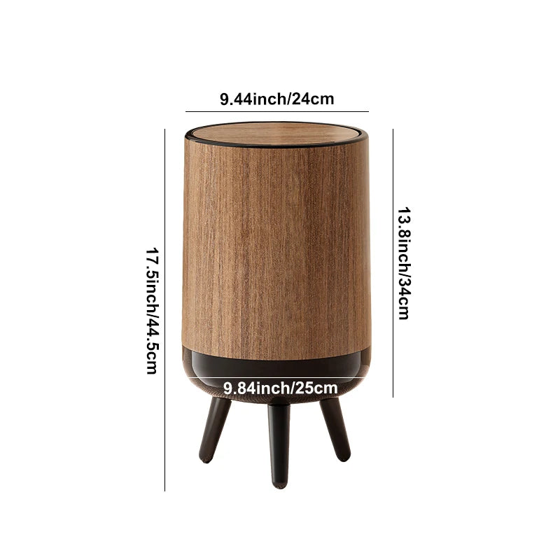 Wood-grain trash cans, classic-style trash cans with stands, shell-shaped trash cans that resist warping—perfect for the living
