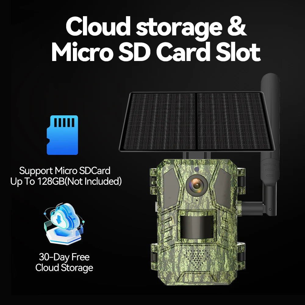 Trail Camera 4G LTE Trail Wildlife Hunting Camera Game Cam Dear Surveillance Night Vision No Glow Motion Activated 0.2s Trigger