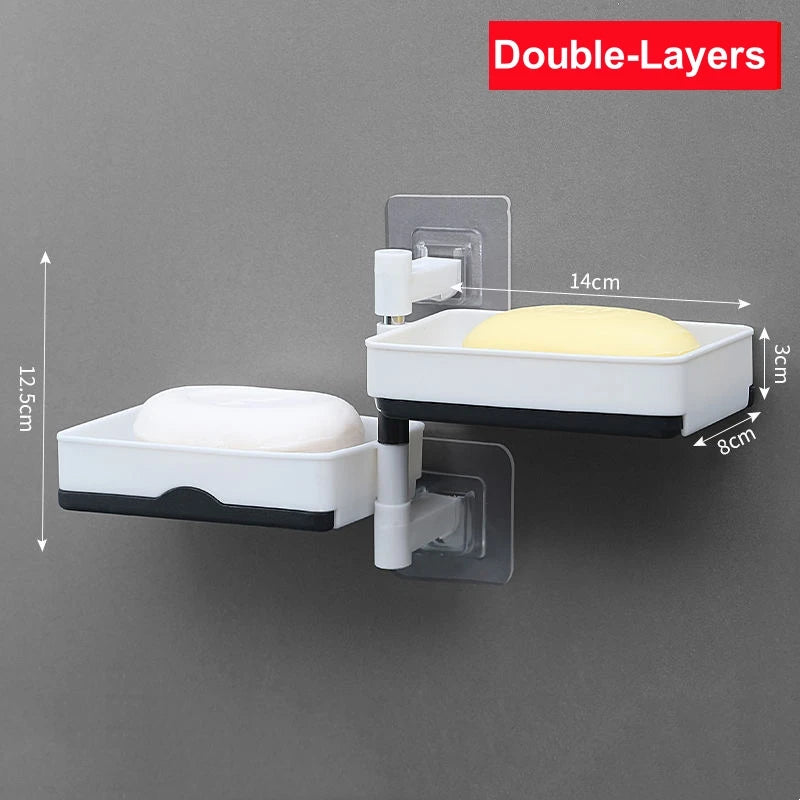2/3/4 Rotating Drain Soap Box, Non Drilling Soap, Hanging Bathroom Soap Box Holder, For Bathroom