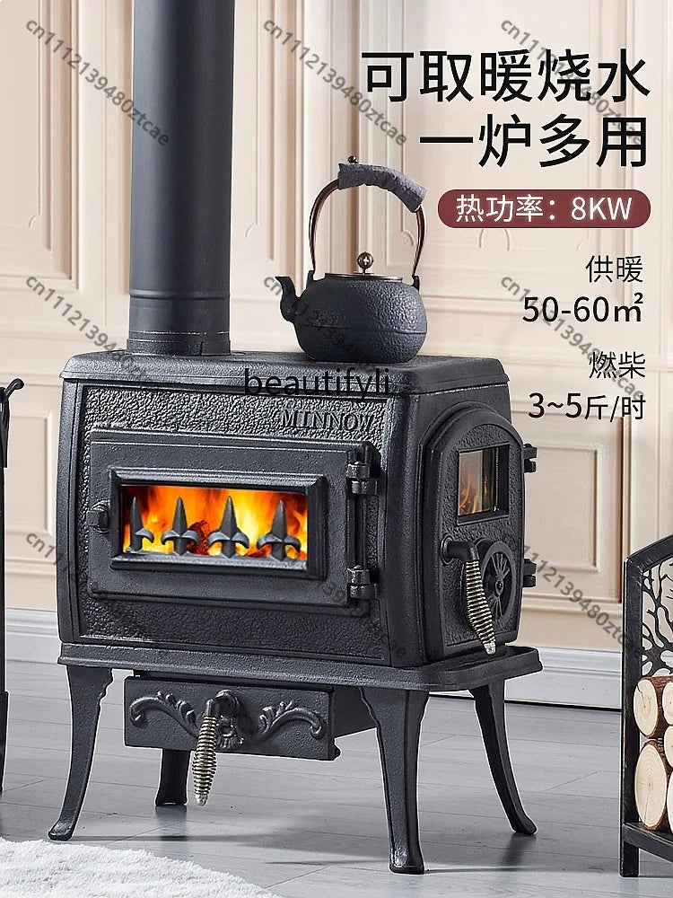 Cast Iron Wood Burning Stove 8kW Fireplace Heater for Home Heating