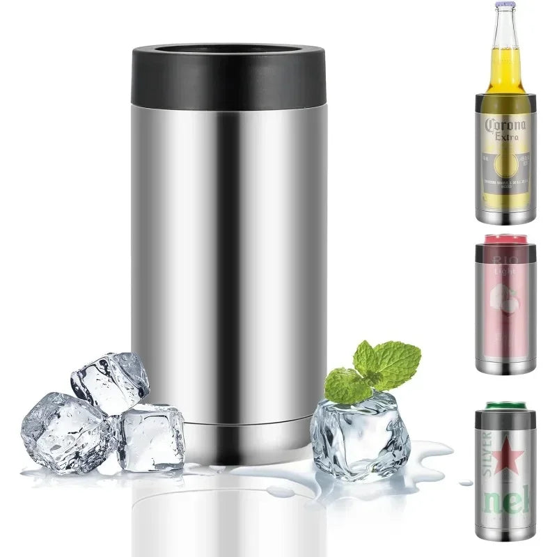 Stainless Steel Beer Bottle Can Cooler Double Layer Insulated Keep Beer Cola Drink Beverage Cold Keeper with Bottle Opener WardBoyzPROShop