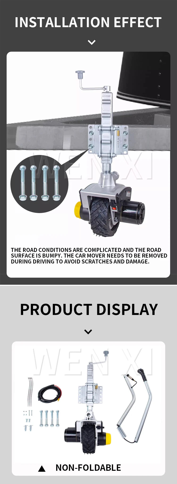 Electric Car Mover Trailer Jockey Wheel 12V Mover Electric Horse Float Automatic Brake Foldable