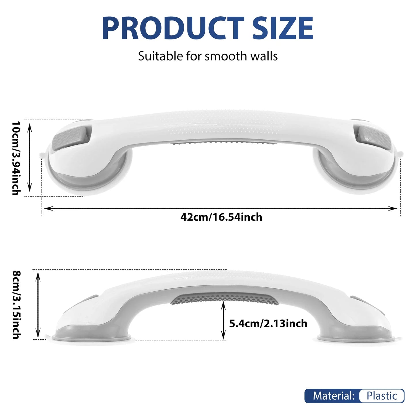 Shower Toilet Handrail Stainless Steel/Plastic Bathroom Tub Grab Bar Anti Slip Prevent Falls for Elderly Safety Support Handle