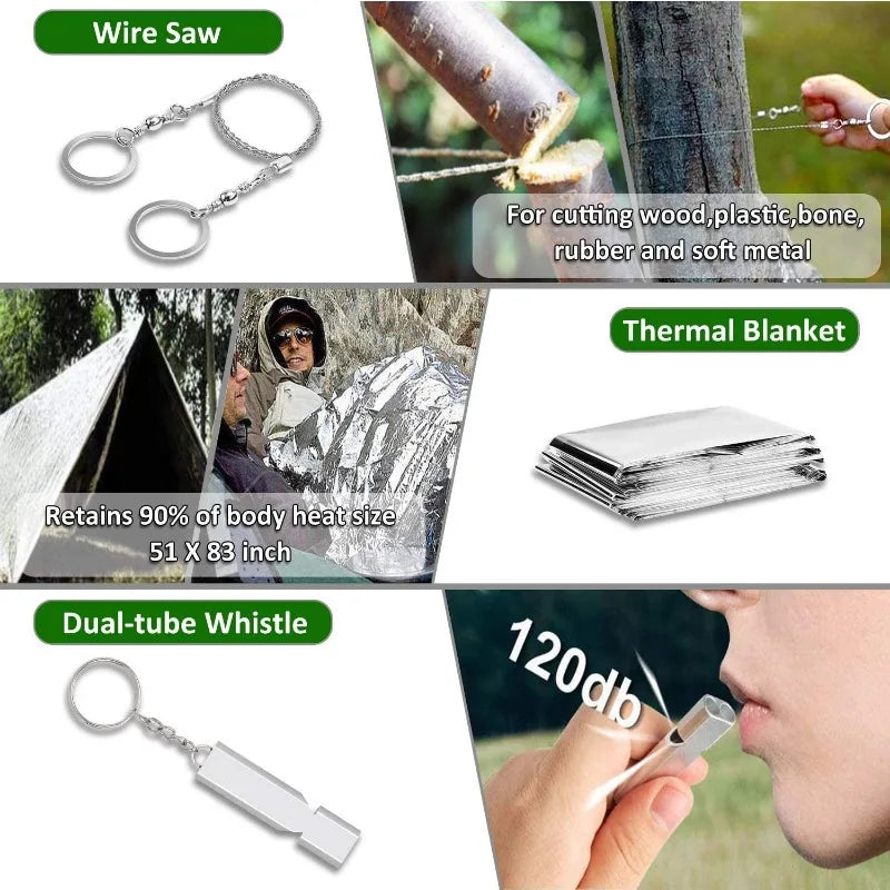 Outdoor survival tools SOS survival emergency kit first aid kit camping vehicle combination tools first aid plastic box