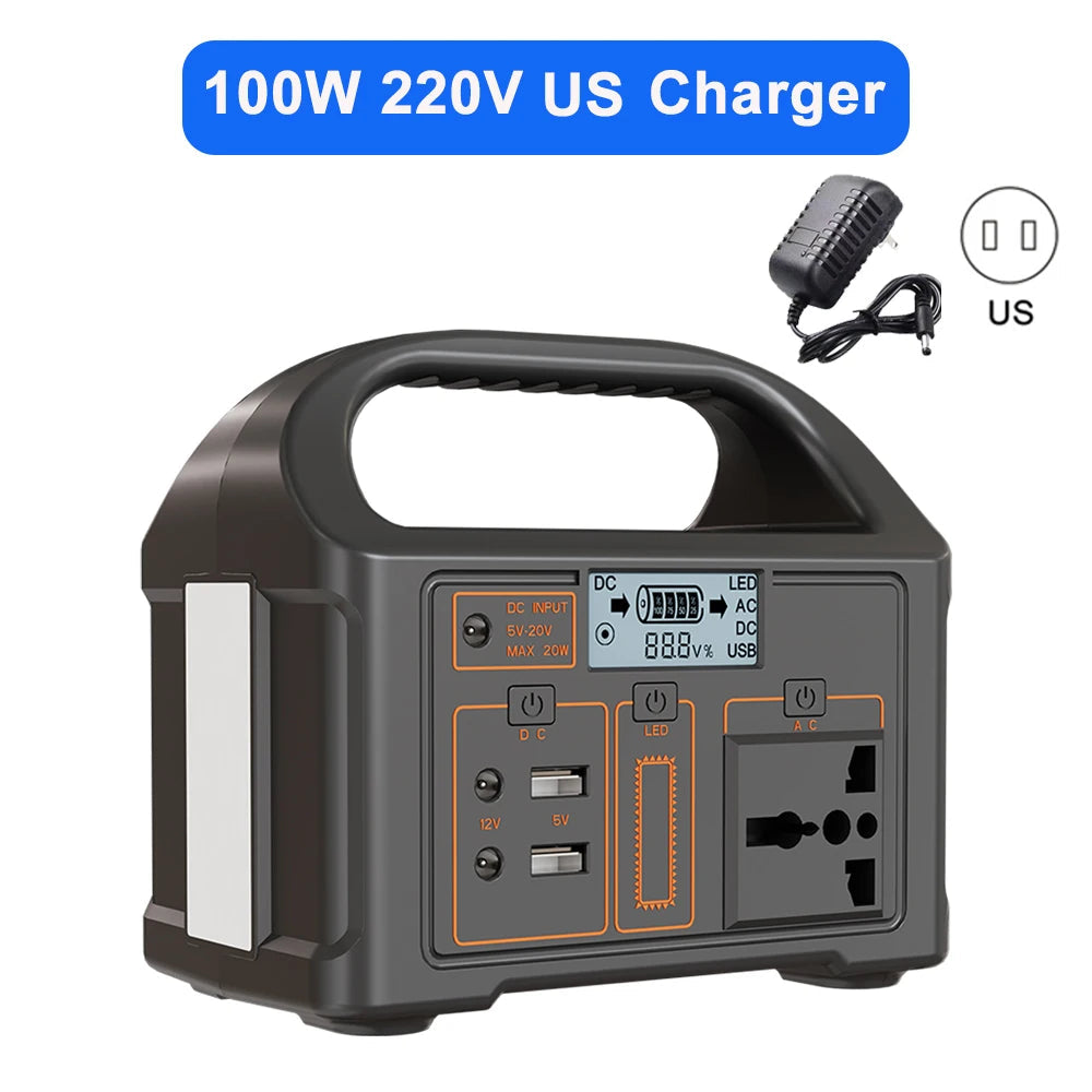 24000mAh Power Station 100W LiFePO4 Solar Generator Portable Power Station UPS Emergency Energy Storage Supply for Camping RV WardBoyzPROShop