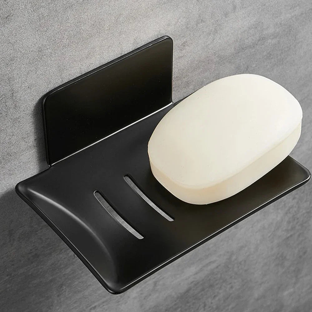 304 Stainless Steel Soap Dishes Self-adhesive Wall Mounted Bathroom Soap Holder Rustproof No Drilling Soap Sponge Tray