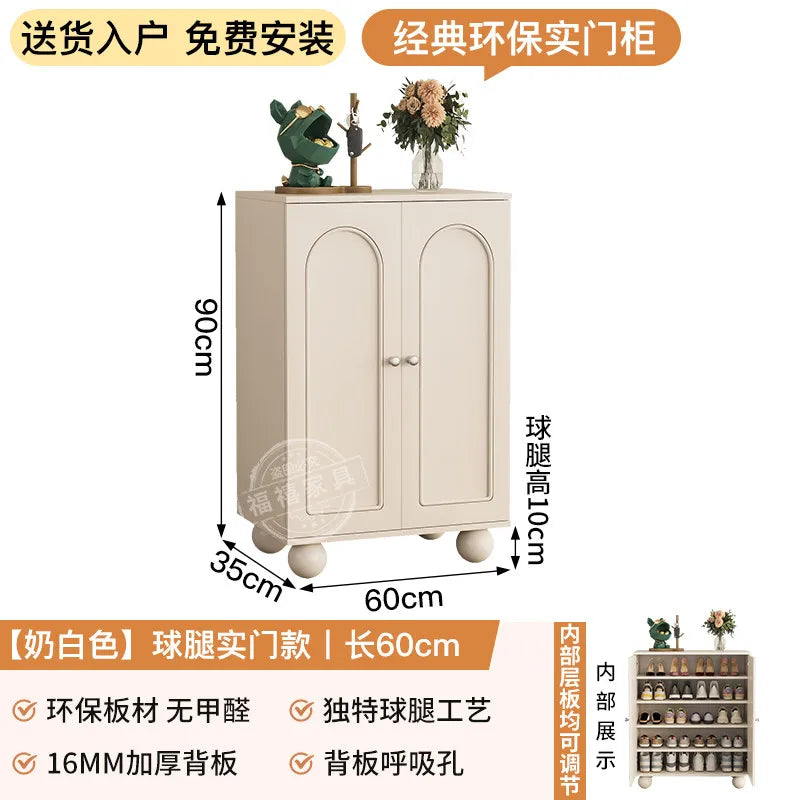 Home porch indoor entrance door shoe cabinet porch cabinet small size large capacity rattan solid wood locker.