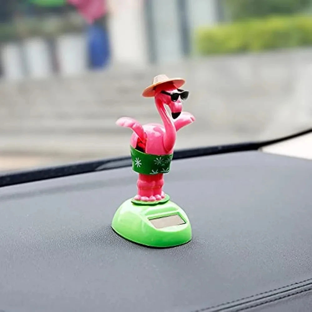Flapping Wings Flamingo Solar Powered Hawaii Style Shaking Ornaments Car Dashboard Dancer Bobble Head (Flamingo A)