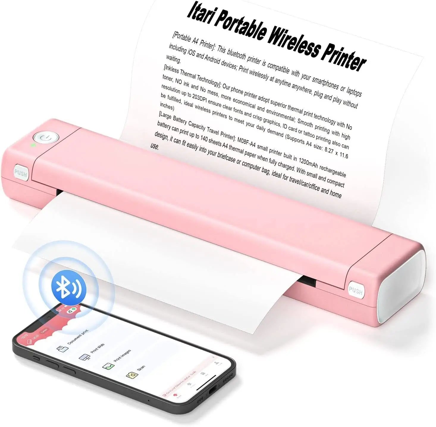 Mini Phomemo M08F Portable Printer Bluetuth Thermal Printer Compatible with Android, iOS & Laptop Portable Wireless A4 Printers WardBoyzPROShop