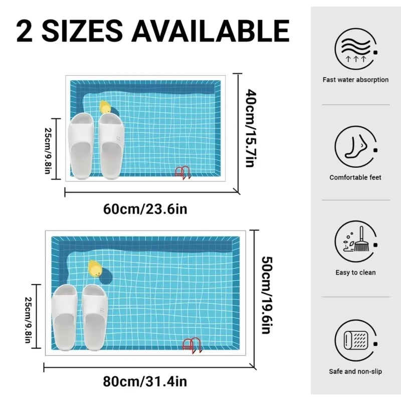 Heavy-Duty Non-Slip Bath Rug - Wear-Resistant & Absorbent Floor Mat for Bathroom, Bedroom & Door