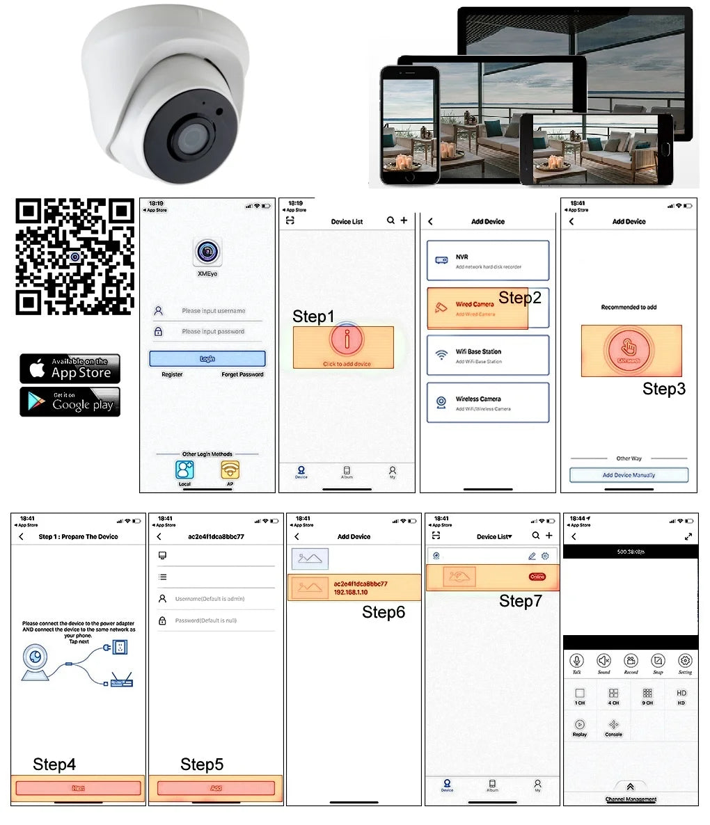 4K 8MP 5MP IP Camera Dome with IR Night Vision Microphone Network Security CCTV Camera Support-Onvif 3MP