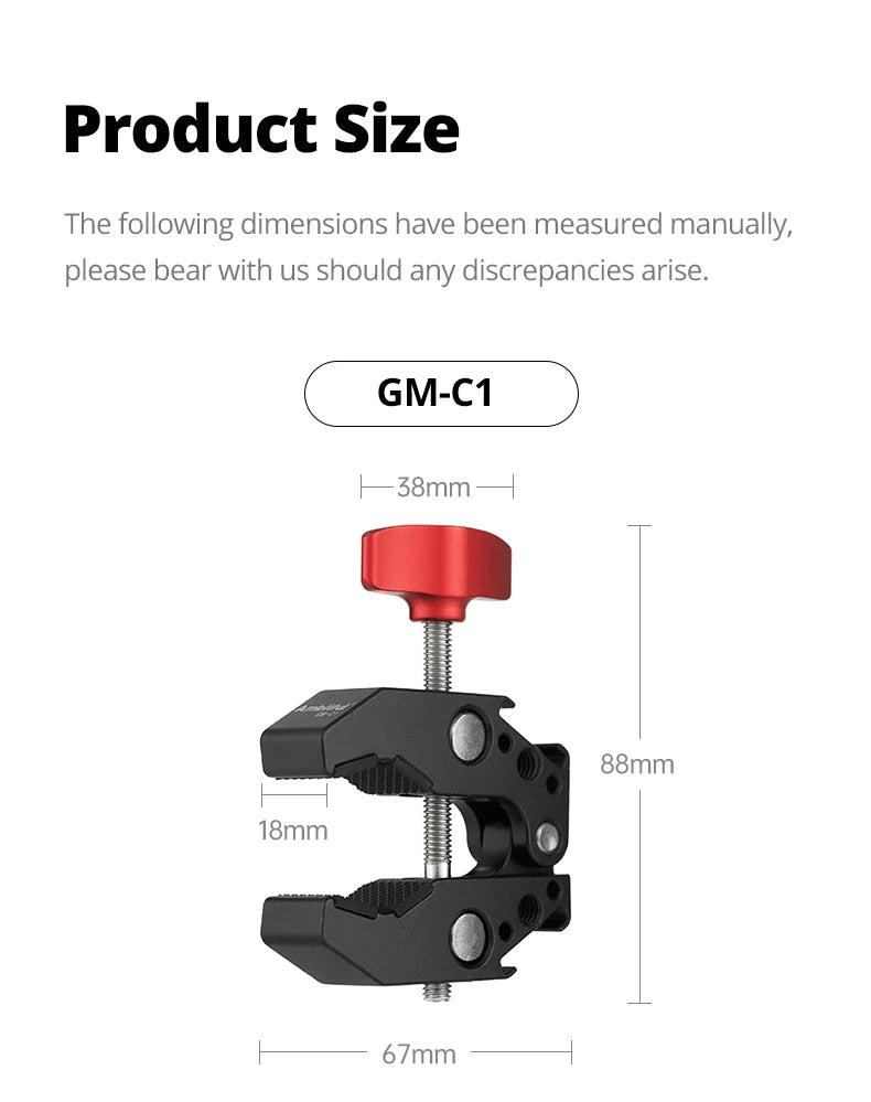 AMBITFUL 360° Double Ballhead Magic Arm With Super Clamp Kit 1/4" Screw Ball Head Adapter For Monitor LED Light Camera