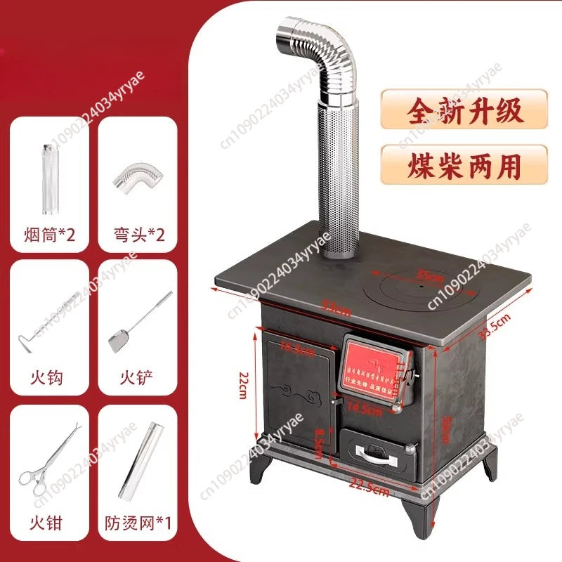 Rural firewood heating stove Firewood and coal dual-purpose smokeless Household winter indoor heating stove New type of oven