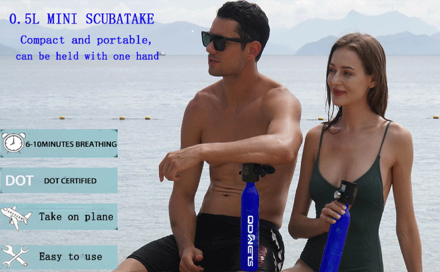 Scuba Diving Tank, 0.5L Scuba Tank ,5-10 Minutes of Underwater Capability.Mini Scuba Tanks, Scuba Diving Tanks Complete with P