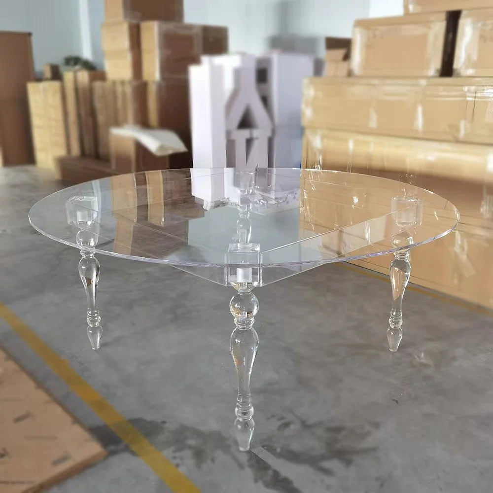 event party supplies metal wedding table with clear glass bridal and groom dining table