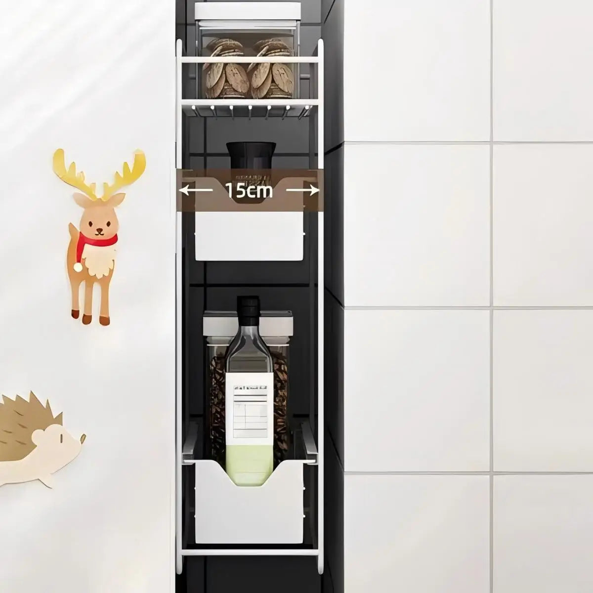 Metal magnetic refrigerator storage rack multi-layer freezer slot Storage Holders kitchen pull-out drawer Basket Organization