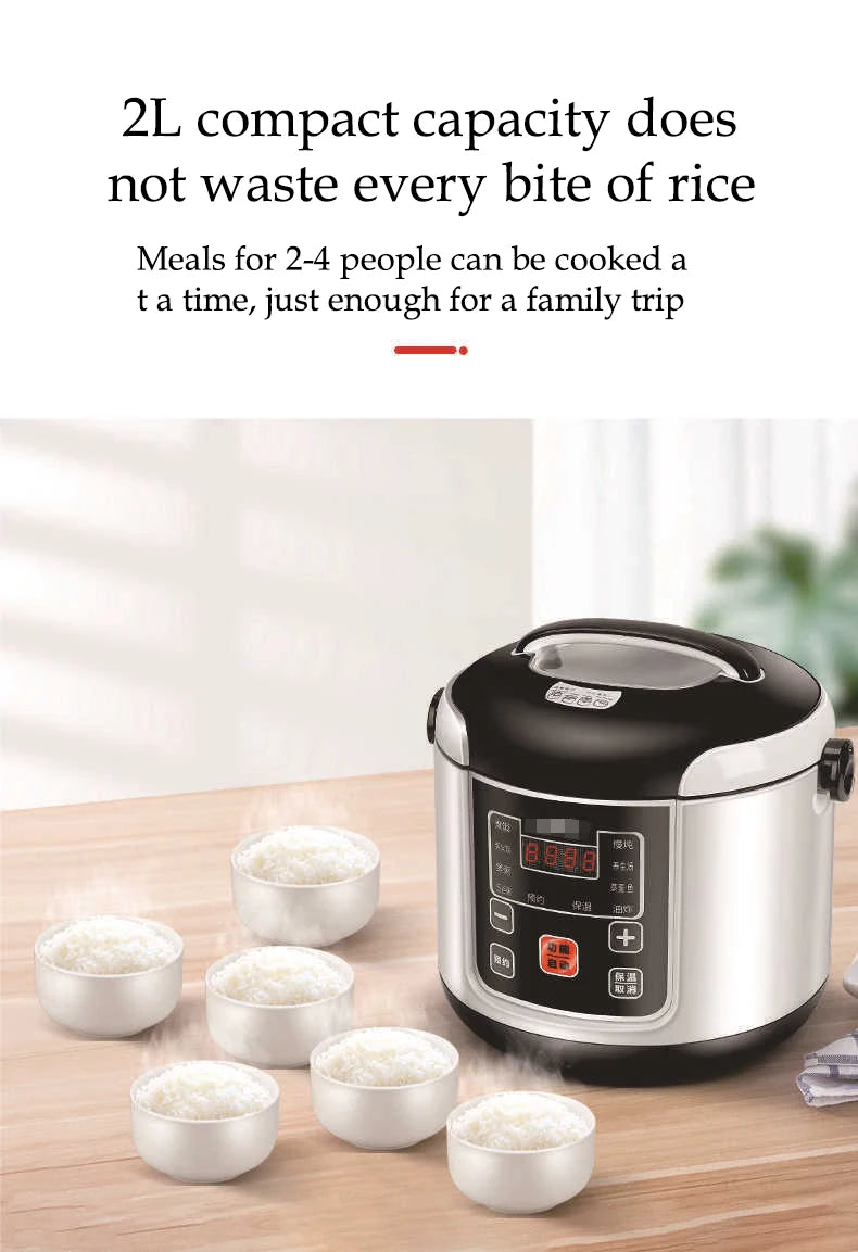 Portable Car Rice Cooker 2L Electric Truck Multi-Cooker Soup Porridge Cooking Food Steamer Electric Lunch Box 12V or 24V
