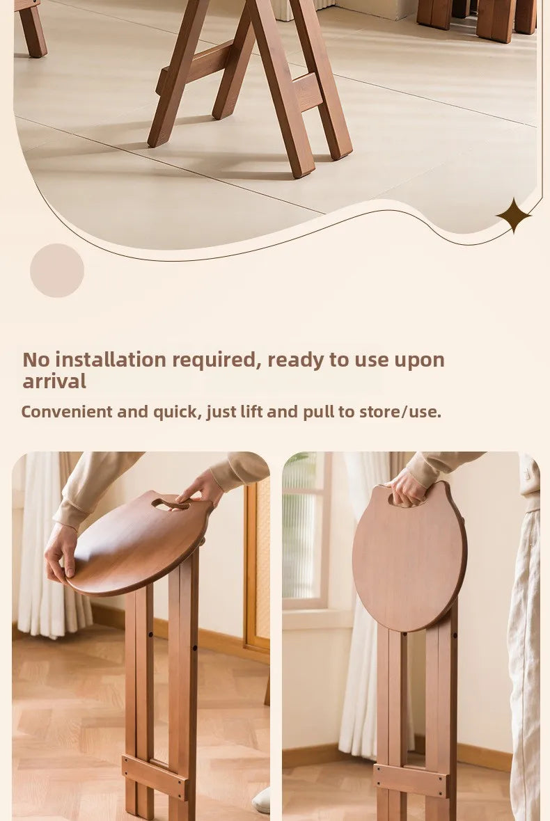 Retro style bamboo folding stool, household foldable round stool, foldable high stool, bar stool, restaurant dining stool