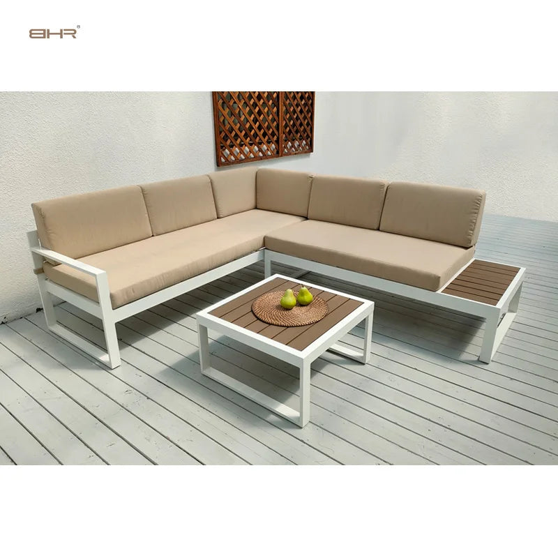 BHR Garden Furniture Set L Shape Leisure Garden Sofa Outdoor Aluminum Furniture Patio Sectional Sofa Garden Set Patio Furniture