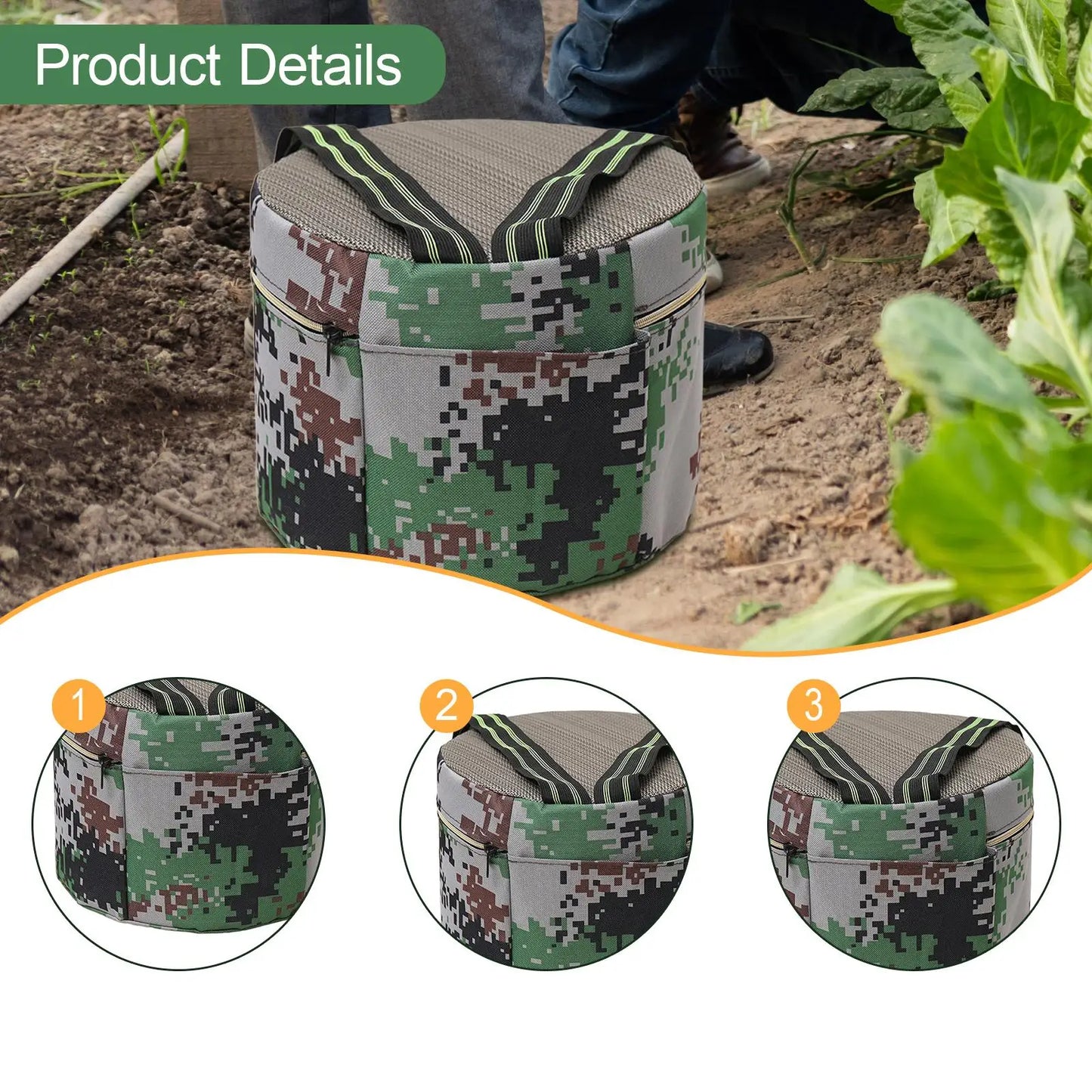 1Pc Gardening Stool Footstool Wearable Work seat Heavy Duty Garden Seat Stool Portable for Children Adults Home Yard Backpacking