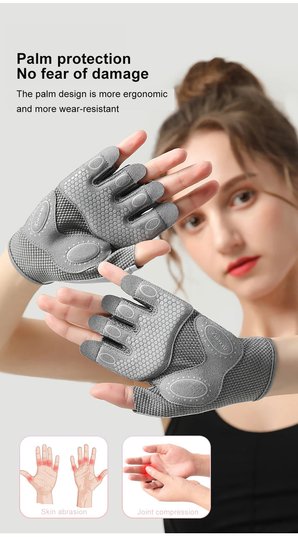 NOFOXO 1Pair Half-Finger Cycling Sports Gloves Women Breathable Anti-Slip Shock Absorbent Yoga Fitness Exercise Wear Resistant