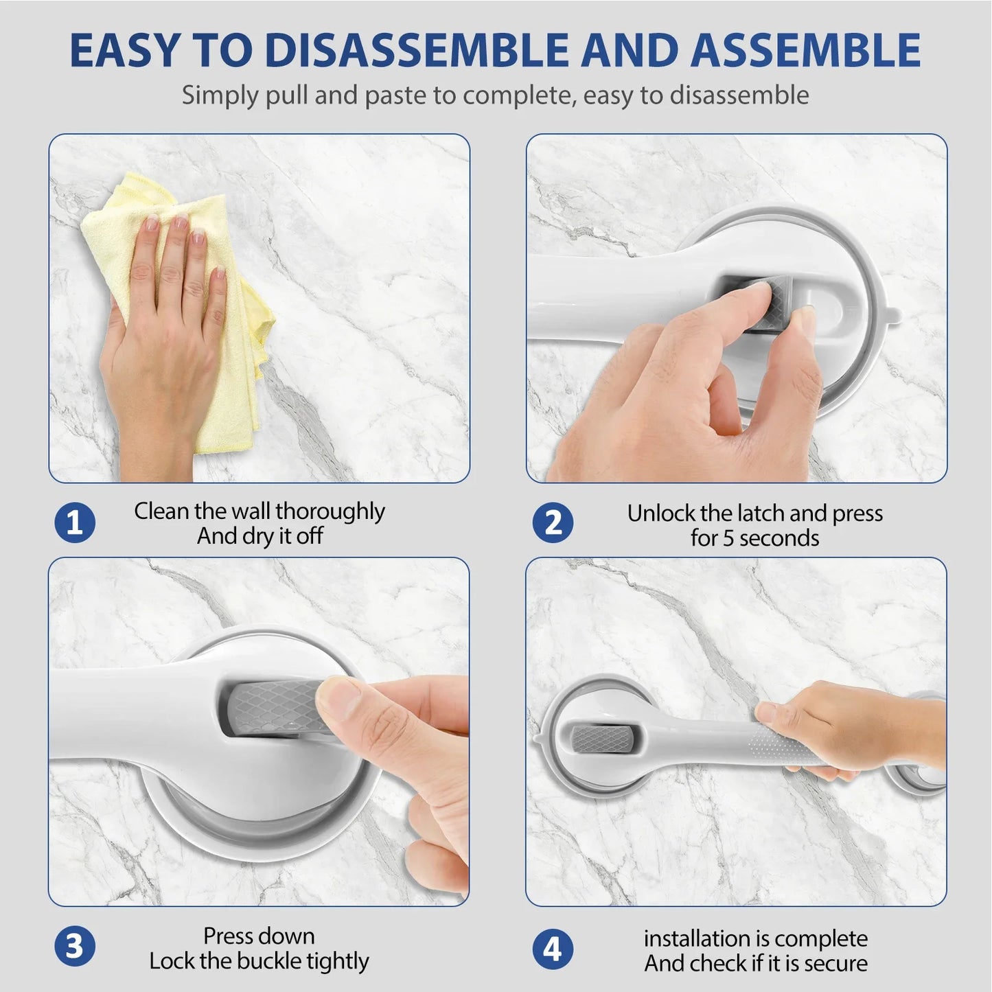 Shower Toilet Handrail Stainless Steel/Plastic Bathroom Tub Grab Bar Anti Slip Prevent Falls for Elderly Safety Support Handle