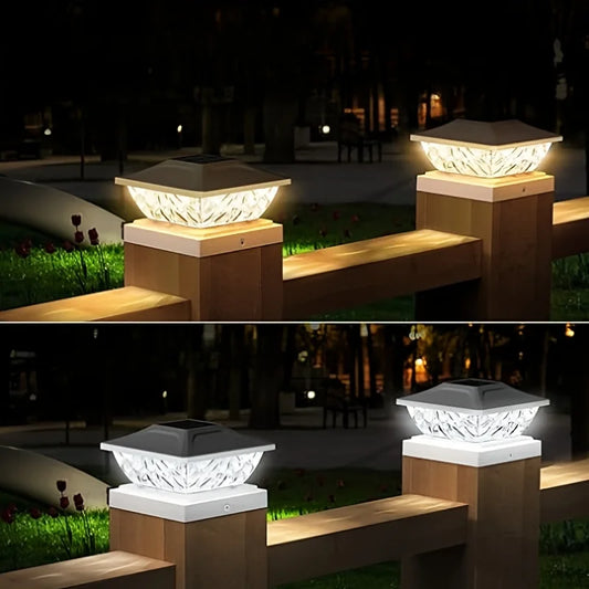 Outdoor Solar Post Cap 2 Modes Fence Light LED Post Lamp Solar Powered Waterproof For 4 Inch Wood Posts Yard Garden Outside