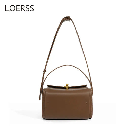 LOERSS Vintage Women Cowhide Shoulder Bag Suede Box Crossbody Bag Fashion Handbag Designer Small Square Bag Casual Female Bag