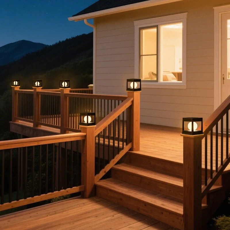 Solar Post Light Outdoor Post Caps Lights Solar Fence Post Lamp Pillar Lamps Waterproof for Wooden Posts Patio Camping Dec