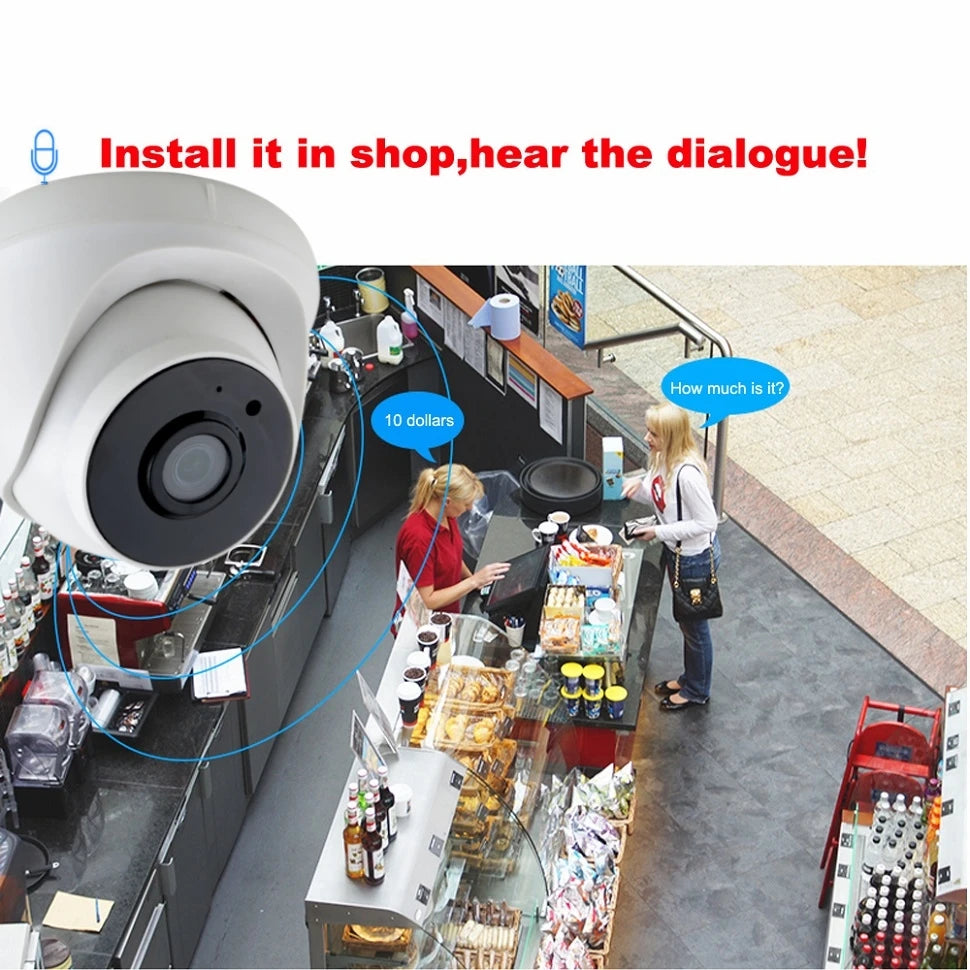 4K 8MP 5MP IP Camera Dome with IR Night Vision Microphone Network Security CCTV Camera Support-Onvif 3MP
