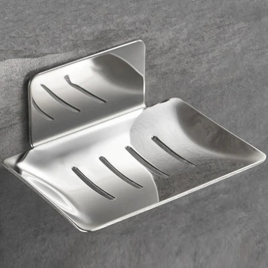 304 Stainless Steel Soap Dishes Self-adhesive Wall Mounted Bathroom Soap Holder Rustproof No Drilling Soap Sponge Tray