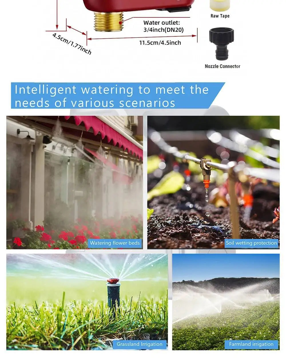 Smart WiFi Water Timer, Irrigation Controller, No Hub Required, Automatic Garden Drip Sprinkler Valve, Tuya App Control