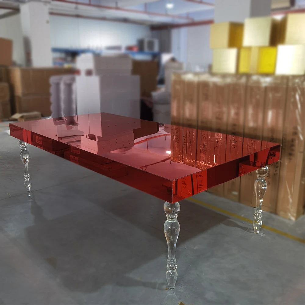 event party supplies metal wedding table with clear glass bridal and groom dining table