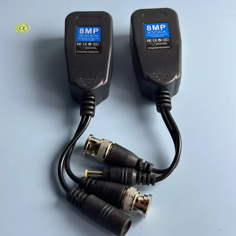 8MP 2 IN 1 HD Video Balun BNC TO RJ45 Transceiver Coax BNC And DC Connectors For 8MP HDCVI HDTVI AHD Analog Camera