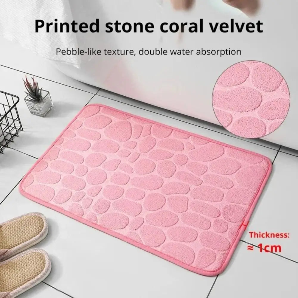 Cobblestone Embossed Bath Mat Non-slip Carpets Water Absorption Washable Bathtub Floor Rug Shower Doormat Bathroom Decor