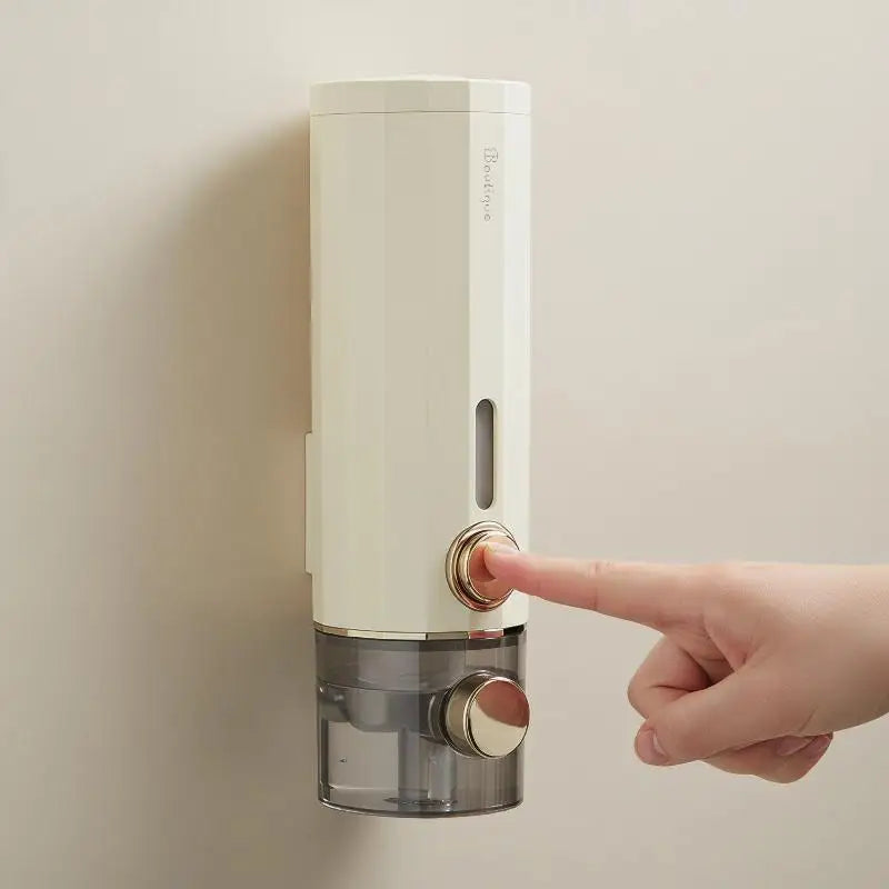 Wall Mounted Soap Dispenser No Drilling Clear Window Suitable for Shampoo Body Wash for Bathroom Shower Room