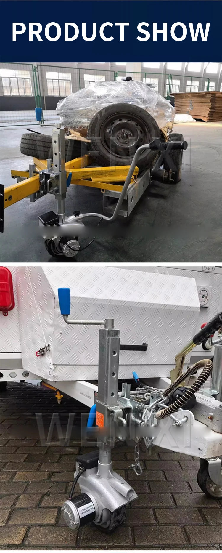 Electric Car Mover Trailer Jockey Wheel 12V Mover Electric Horse Float Automatic Brake Foldable