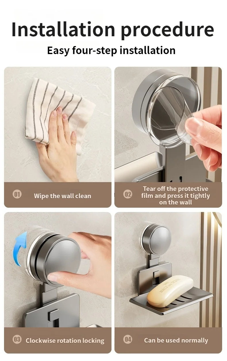 No Need To Drill Suction Cup Bathroom Drain Soap Storage Holder Soap Dish Storage Rack Bathroom Accessories