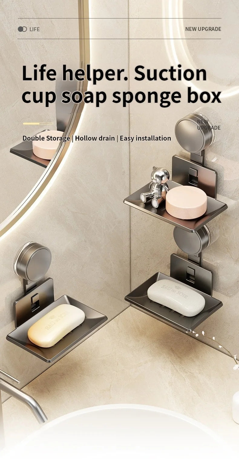 No Need To Drill Suction Cup Bathroom Drain Soap Storage Holder Soap Dish Storage Rack Bathroom Accessories