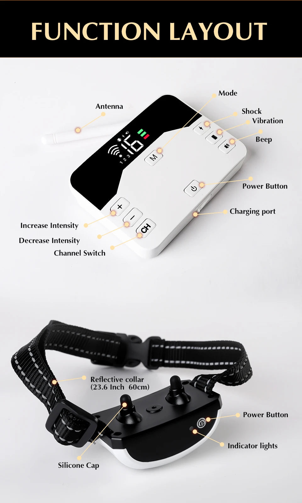 2 IN 1 Wireless Electronic Dog Fence System & Remote Training Collar Beep Shock Vibration and Pet Containment For All Size Puppy