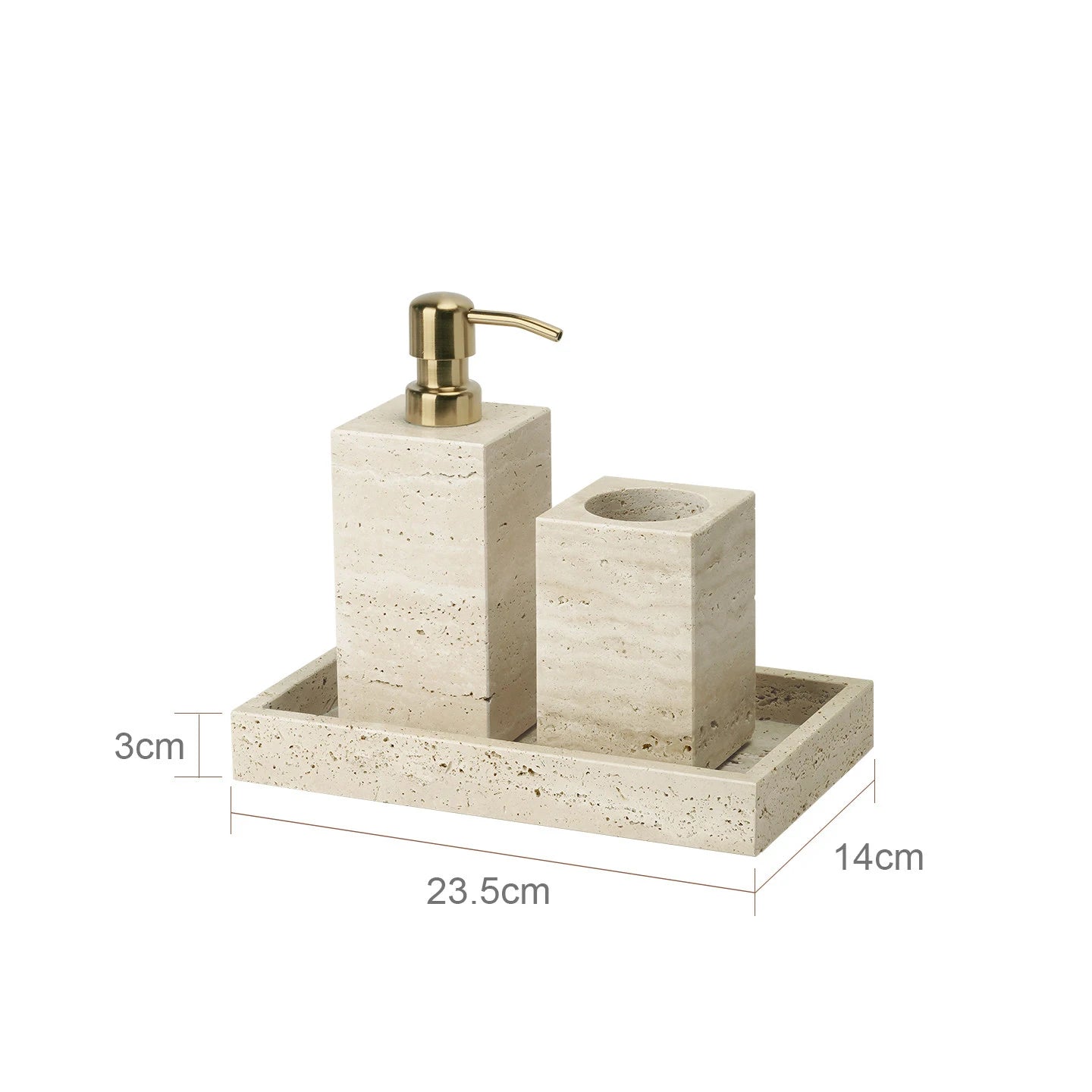 Travertine Bathroom Accessories Set Luxury Soap Dish Soap Dispenser Reed Diffuser Tissue Box Tray Bathroom Set